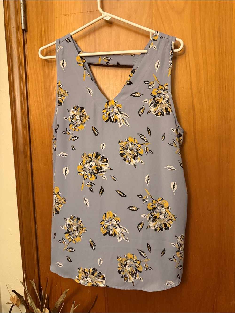Maurices Light Blue Sleeveless V-Neck Floral Mini Dress with Yellow Accent